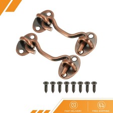 2Pcs 3" Hook Eye Latch Carbon Steel Privacy Hook Eye Latch Gate Lock Red Bronze