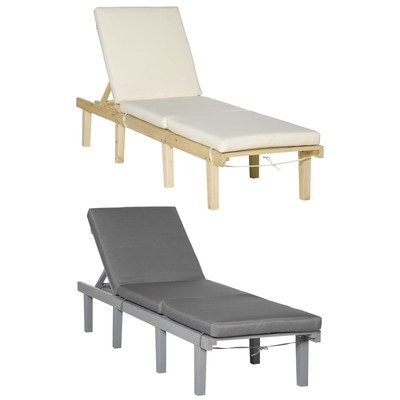 Outsunny Chaise Lounge Chair Adjustable Recliners w/ Cushion for Lawn