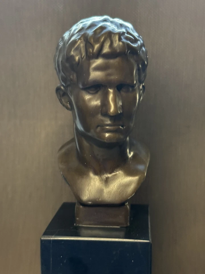 Estatua Busto Bronce César Vintage Escultura Mármol España Milo 26 cm Rara Antigua 20c Foto 3 de 4