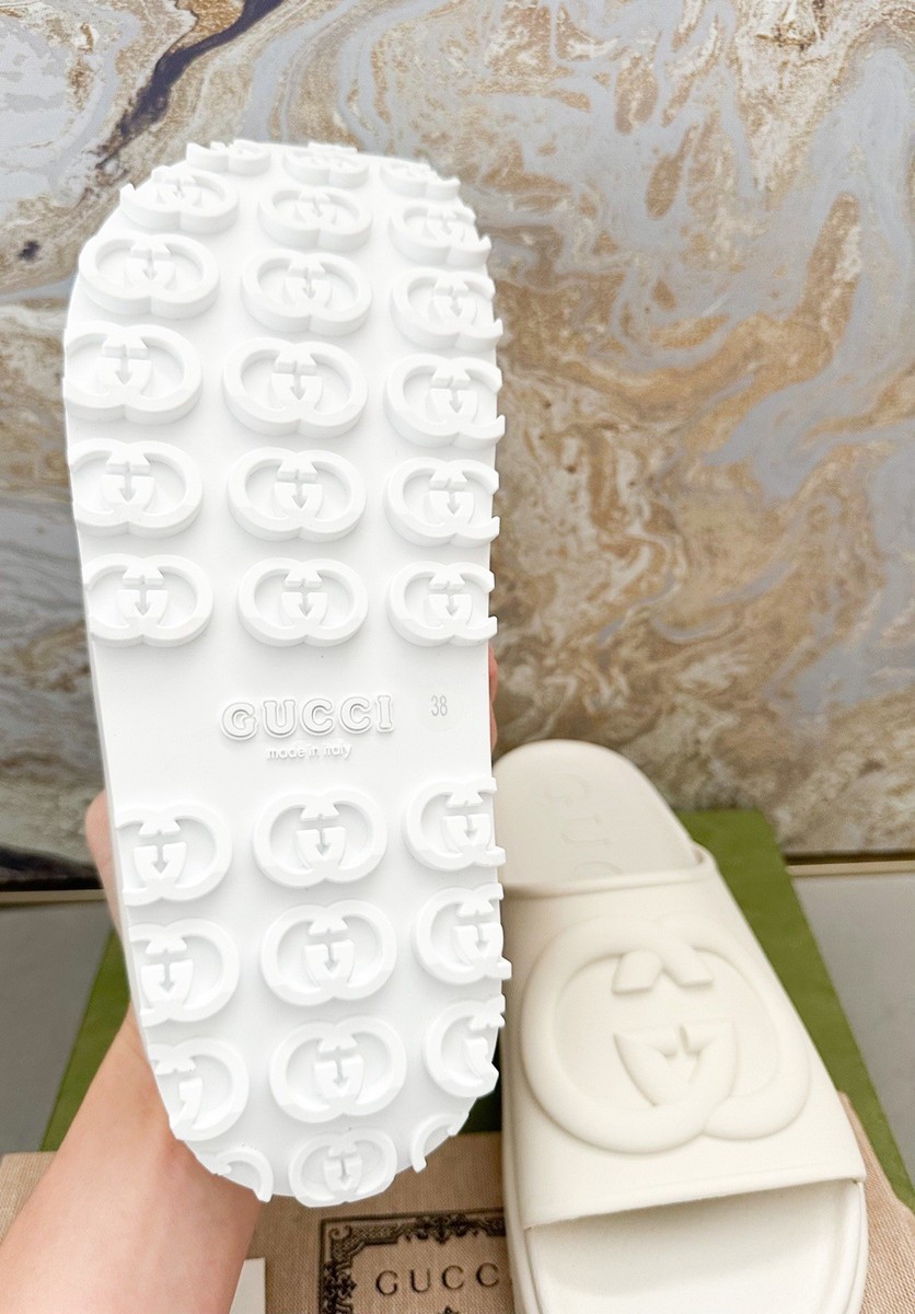 Gucci Interlocking G Platform Soft Rubber Slide Sandals | eBay