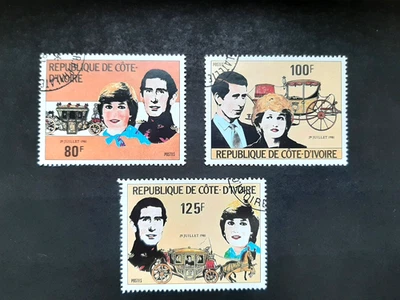 Elfenbeinküste Coté D'Ivoire  1981 Mi-Nr. CI 688 - 690 Charles und Diana Lady Di - Bild 1 von 2