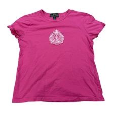 Lauren Ralph Lauren Shirt Womens Medium Pink Lauren Active Crest Logo Cotton