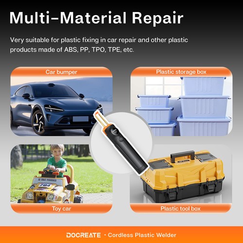 Herramienta de reparación de parachoques de coche soldador de plástico inalámbrico con LED 400 piezas grapas calientes tipo C - Imagen 5 de 24