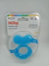 Nuby Silicone Teethe-EEZ Teether with Bristles, Hygienic Case, BPA FREE