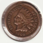 US Rare Old West 1908 Indian Head Penny Coin American Collection Shield Cent USA