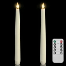 Homemory Waxy Flameless Taper Candles (2 PCs) with Remote, LED Flickering Cla...
