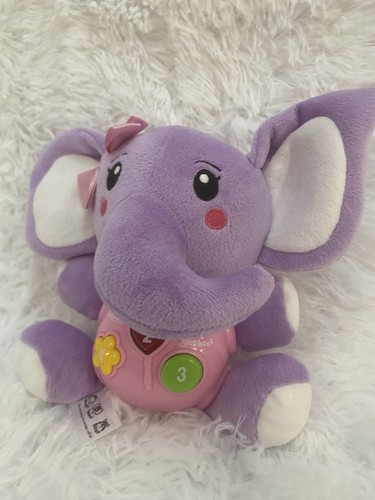Kids Plush Musical Elephant Small Purple White Multifunctional 0-36 Months Toys