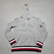 Tommy Hilfiger Hoodie Womens Medium Grey Embossed Letters Spell Out