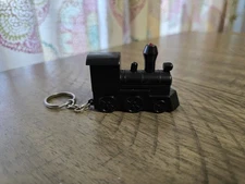 Vintage Train CABOOSE KeyChain BLACK PLASTIC mini micro handheld