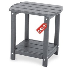 Adirondack Square Outdoor Side Table,2-Tier Storage Patio a:Oval 2-Tier Grey