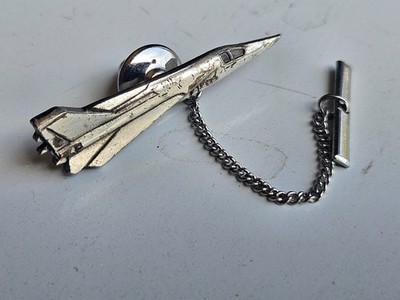 Vintage F-111 Aardvark General Dynamics Fighter Jet Contractor Tie Pin W/ Chain