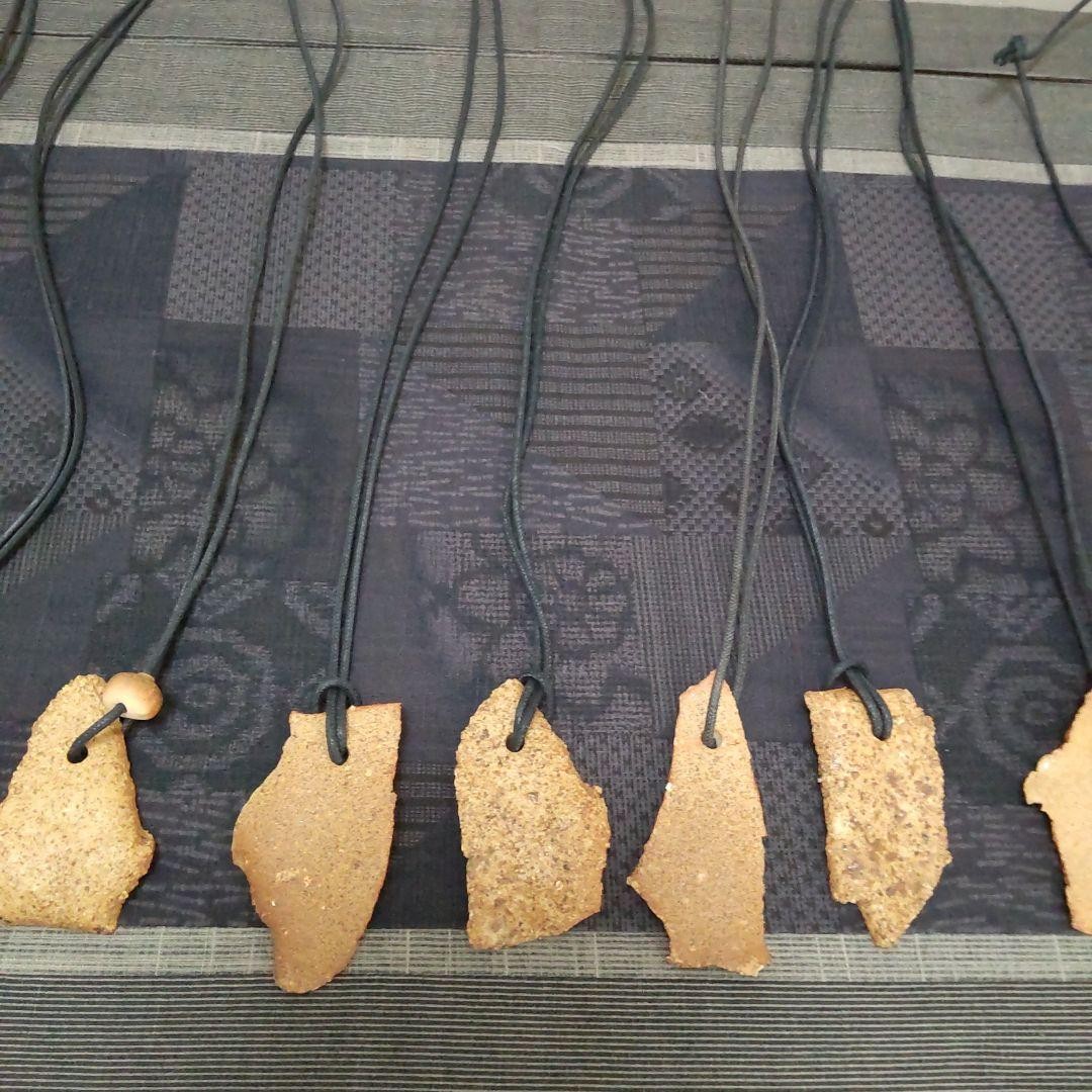 Bizen Ware Earthen Necklace 16pcs 27-37cm Set Unique Rustic Jewelry