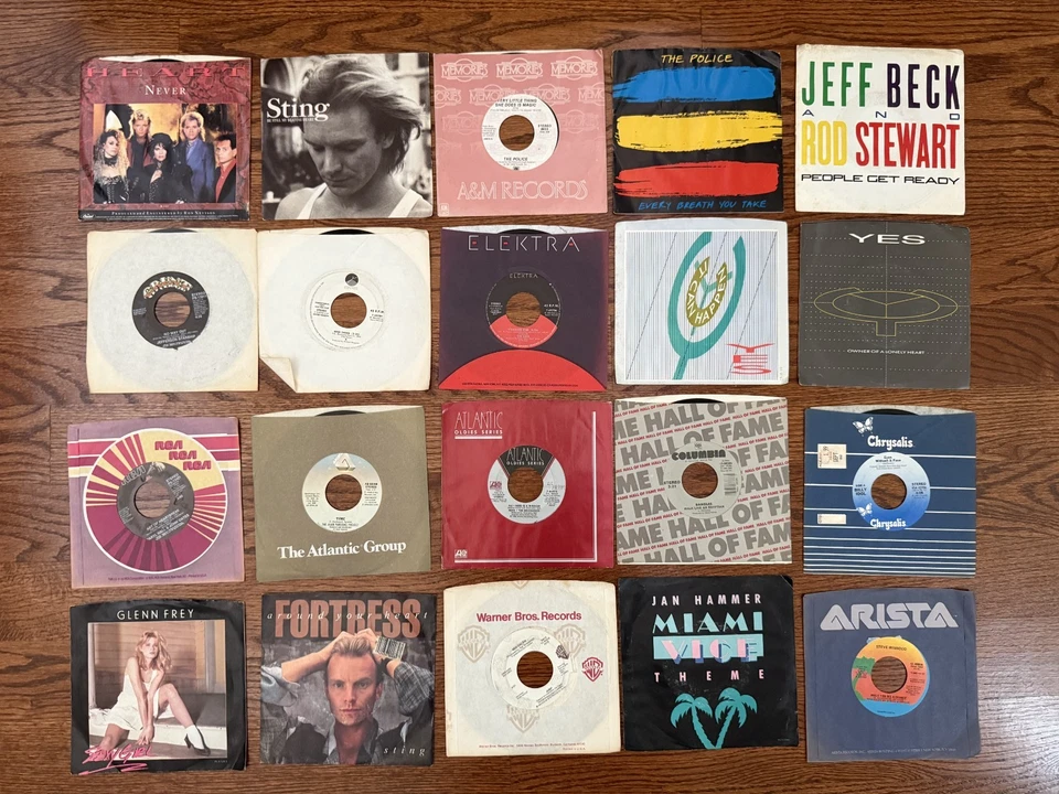1980s Lot of 20 ROCK/POP Vinyl 45RPM Records Sting Police Yes Miami Vice Bangles - Imagem 2 de 4