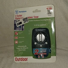Westinghouse 2 Outlet Photocell Countdown Timer Darkness Sensing Timer (BX3)