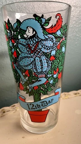 Vtg 12 Days of Christmas 12th - 12 Lords A Leaping Pepsi Anchor Hocking Tumbler