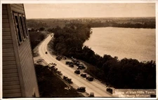 Irish Hills Tower Road Scene RPPC Cars Southern Michigan 1932 Postmark