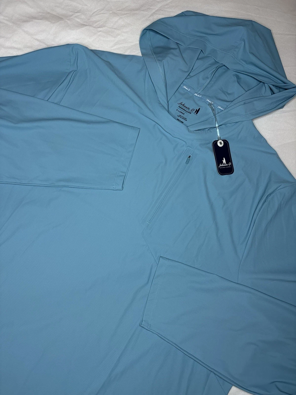 johnnie-O Maxwel Performance Lightweight Stretch Hoodie “Haze” Blue XL NWT $148