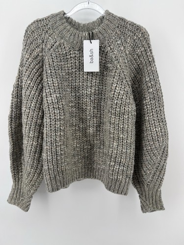 ba&sh Gray Chunky Wool Blend Knit Oversized Sweater Sz 1 NWT French Paris US 4