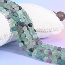 Colorful Fluorite Matte Round Beads 4mm 6mm 8mm 10mm 15 Inch Strand