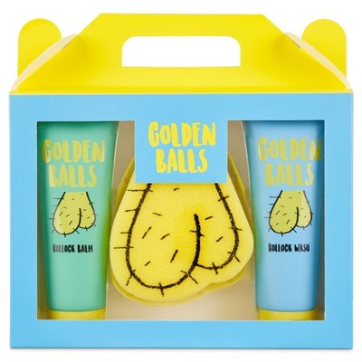Golden Balls, Balm & Sponge Set - For Your Private Bits - Funny Novelty Gift For