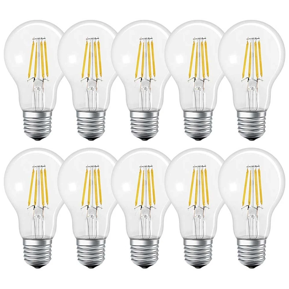 10 x LED Smart+ Filament Birne 5,5W=50W E27 klar warm Dimmbar Alexa Bluetooth