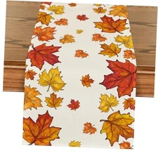  Maple Leaves Fall Table Runner, Seasonal Table Runner, 13" x 108" Orange