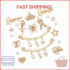 20 Pcs Bling Shoe Charms for Women, Plastic Butterfly Flower Sparkle Rhinestones