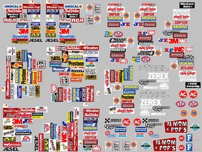 1/12 scale 90s Nascar Contingency Sponsors RC Car Vinyl Sticker Sheet