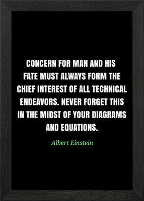 Einstein Zitat über Technical Endeavo gerahmtes Wandbild Poster Leinwanddruck Bild