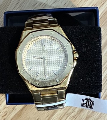 Montres Prestige Men s Quartz Analog 44mm Octagon Gold Bracelet Watch Box