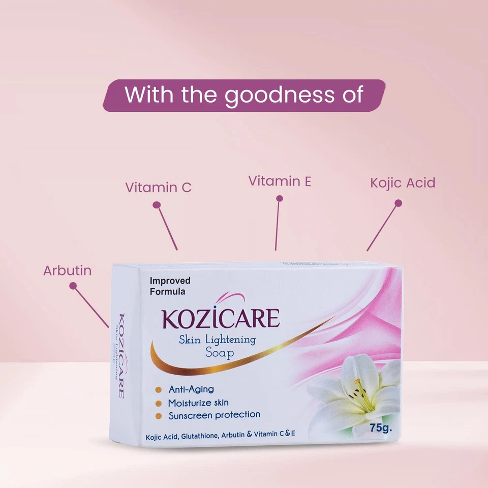 6 x Kozicare Hautaufhellungsseife 75 g angereichert mit Kojisäure, Vitamin - Bild 3 von 3