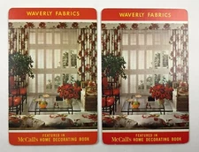 Red Waverly Fabrics McCall's Home Decorating 2 Vintage Single Swap Playing Cards
