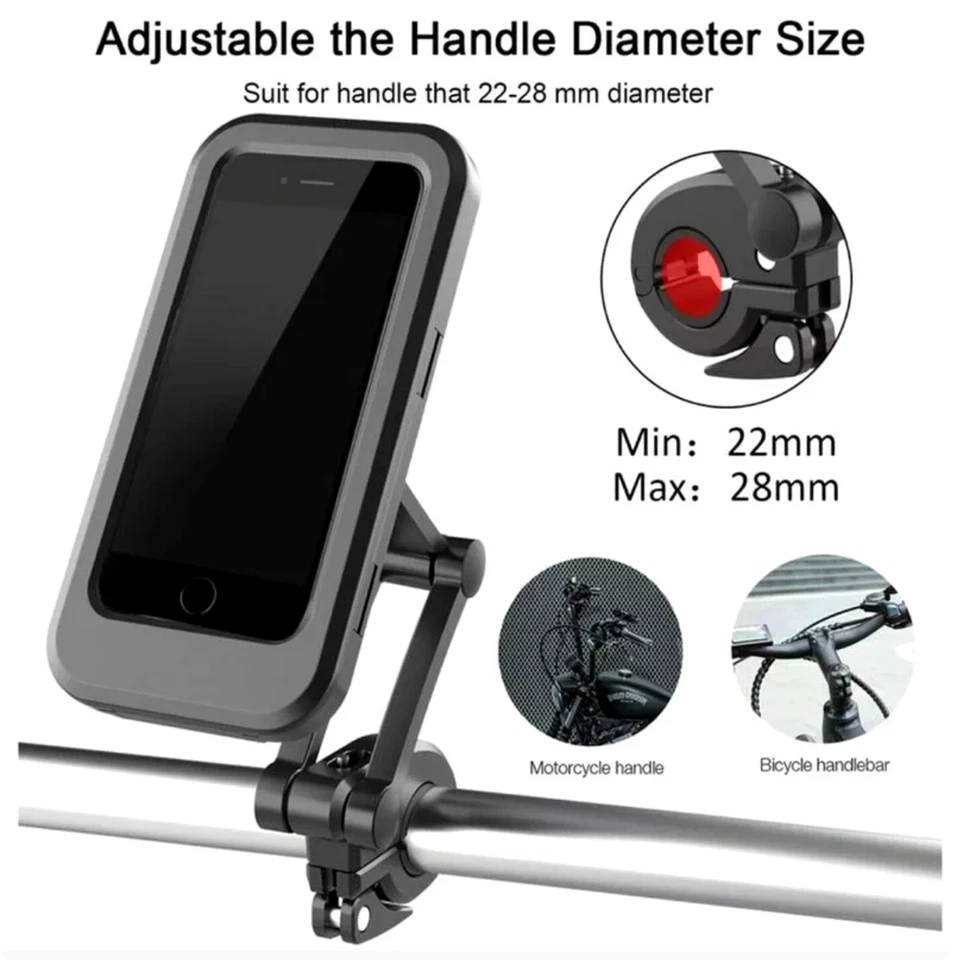 Holder Motorcycle Cell Phone Bike Waterproof Handlebar Touch Screen Case Mount - Image 3 of 4