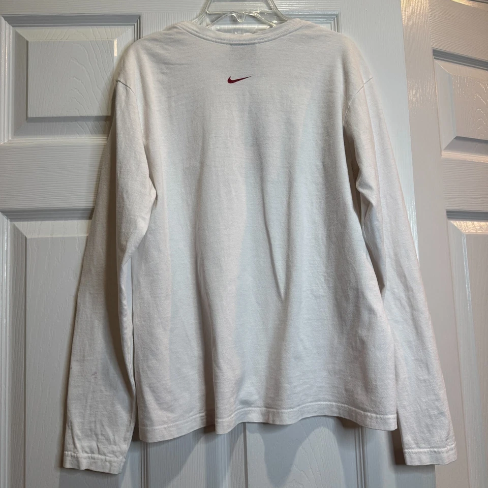 Camiseta vintage Y2K Nike para mujer blanca manga larga brillante gráfico floral talla mediana Foto 2 de 4