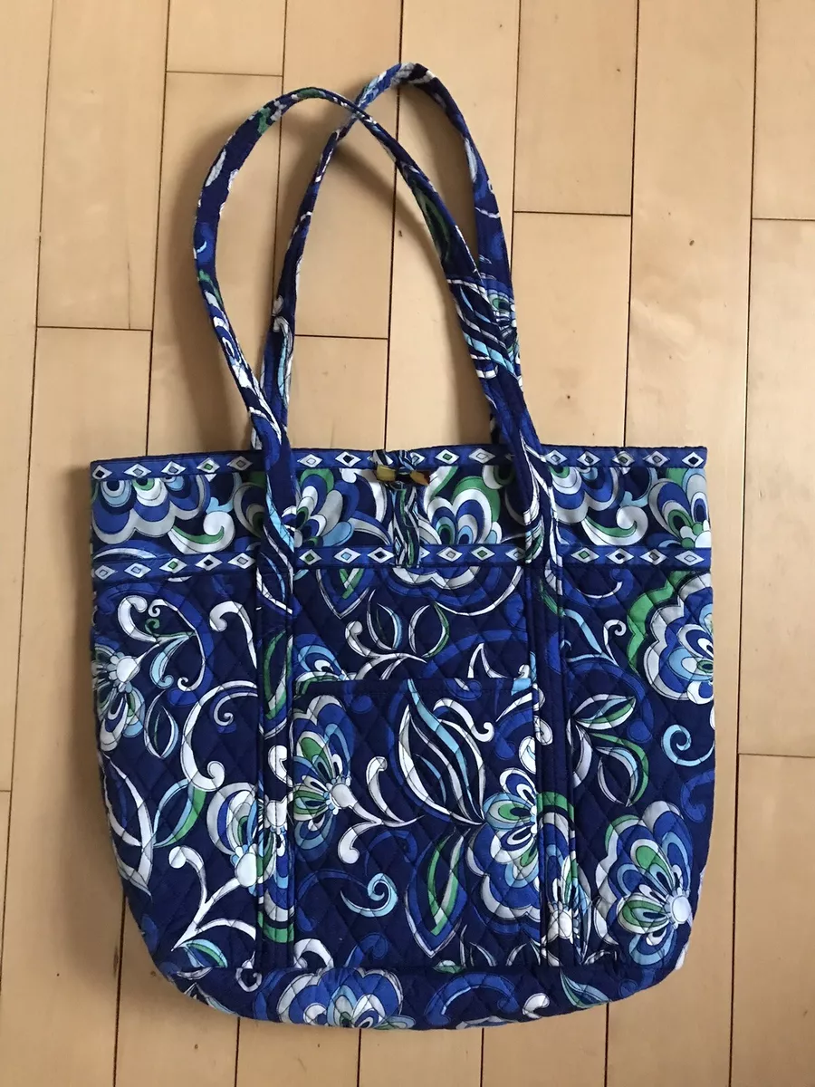 Vera Bradley Large Tote Villager Mediterranean Blue Retired