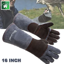 Animal Handling Gloves Leather Sleeve Scratch Bite Proof Dog Cat Bird Protection