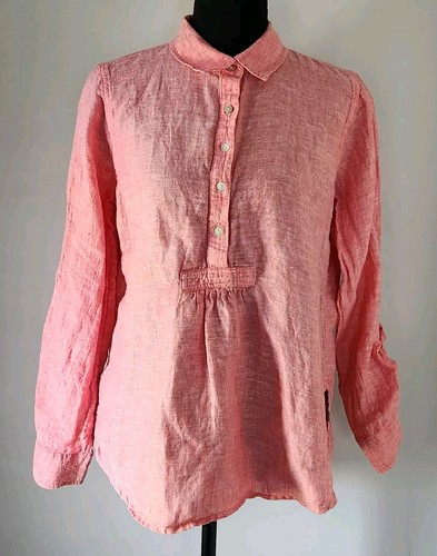 Jones & Company Jones New York women's size Small Pink 100% Linen long sleeve