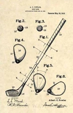 Official Fairway Wood US Patent Art Print - Vintage 1910 Antique Golf Club 316