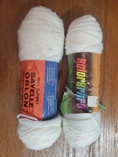 Vtg 2 Skeins Kolorkraf Orlon Sayelle Acrylic 4Ply 4oz Yarn Worsted Snow White