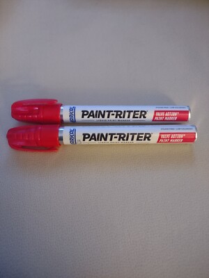 Lot of 2 Markal Red Paint-Riter Valve Action Paint Marker P# 96822 FREE SHIPPING
