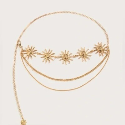 Celestial Sun Multi Layer Chain Statement Belt Metal Waist  display picture 1