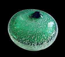 Vintage Blown Art Glass Paperweight Green Speckled Teacher Gift Holiday Gift