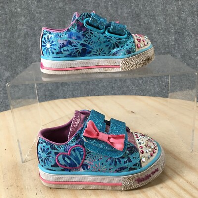 Twinkle Toes by Skechers Shoes Child 5 Low Top Sneakers Blue Canvas Snap Casual