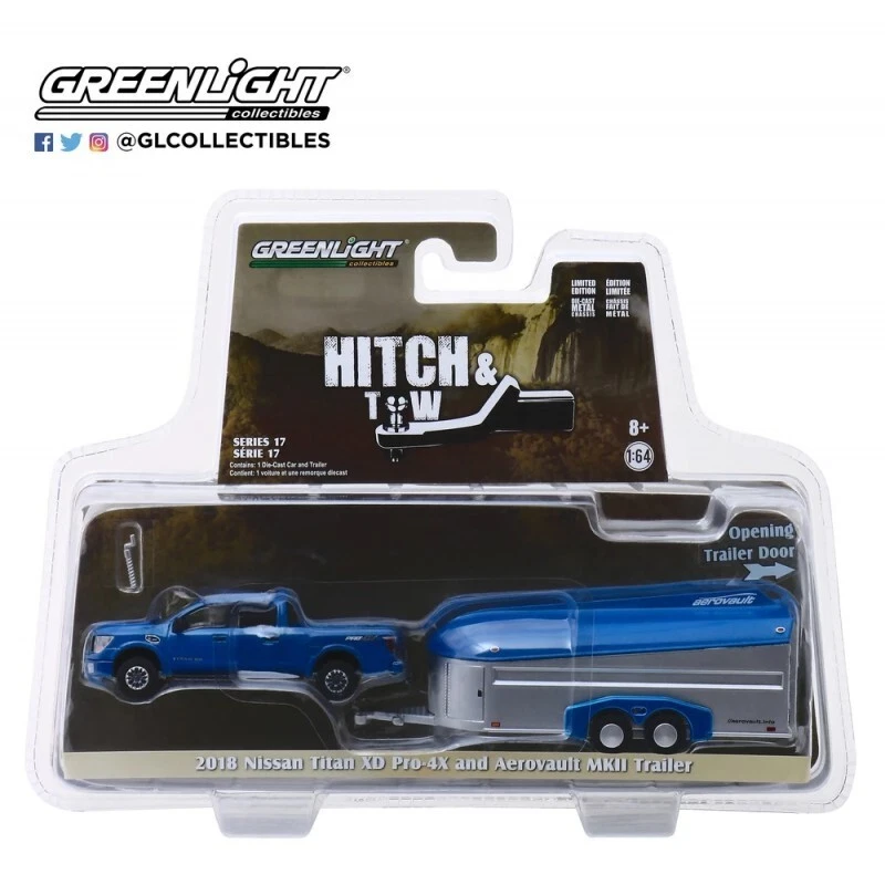 Greenlight 2018 Nissan Titan XD Pro-4X and Aerovault MKII Trailer Diecast 1/64 - Imagen 2 de 2