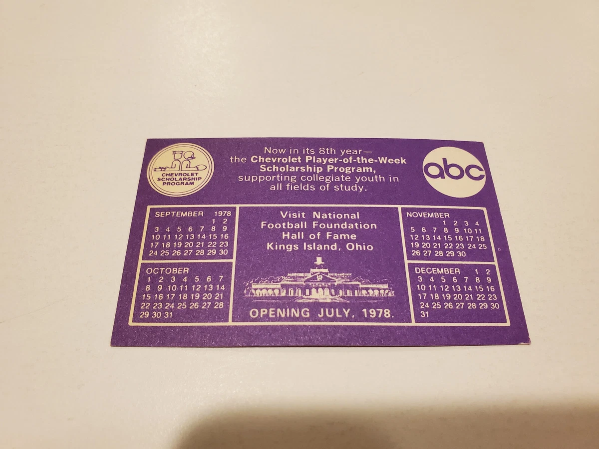 RS20 Kenyon College 1978 Football Chevrolet Pocket Schedule Card | eBay