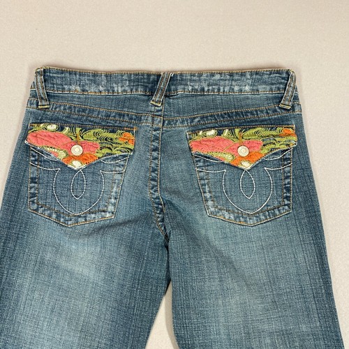 vtg 90s Y2K Womens Flare Jeans Boot Cut Hippie Embroidered NOBO Juniors 9 31" W - Picture 10 of 11