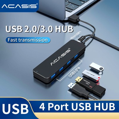ACASIS 4-Port USB 3.0 Hub 5Gbps Portable Compact for Mac Laptop Desktop Phone