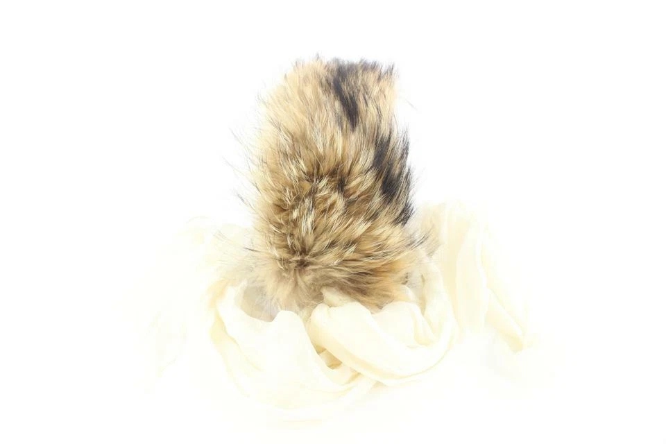 Envoltura de bufanda de piel de mapache Hermès 370her226 Foto 3 de 4