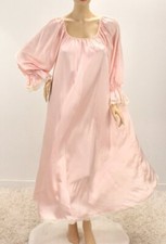 Vintage Lucie Ann Glossy Shiny Satin Nightgown Flowing Soft S M Peachy Pink USA