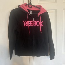 Reebok Black Pink Hoodie Zippered Large Women Size Large